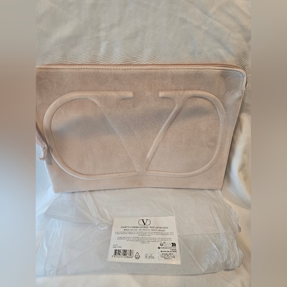 Valentino New Velvet Pink Lap Top Case/Clutch